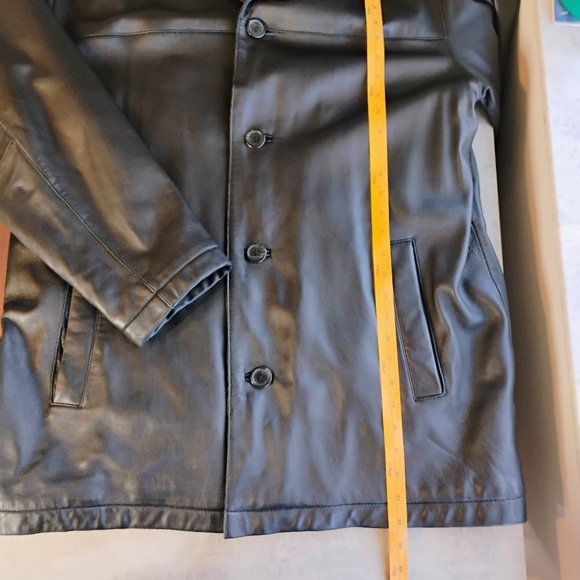 SOLD Dockers Black Lamb Leather Button Up Coat Jacket Mens Size Large - Picture 11 of 16